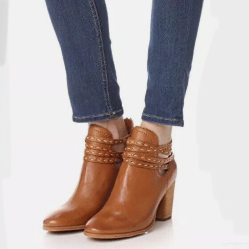 Frye Naomi Pickstitch Whiskey Brown Shooties Ankle Boots - 6